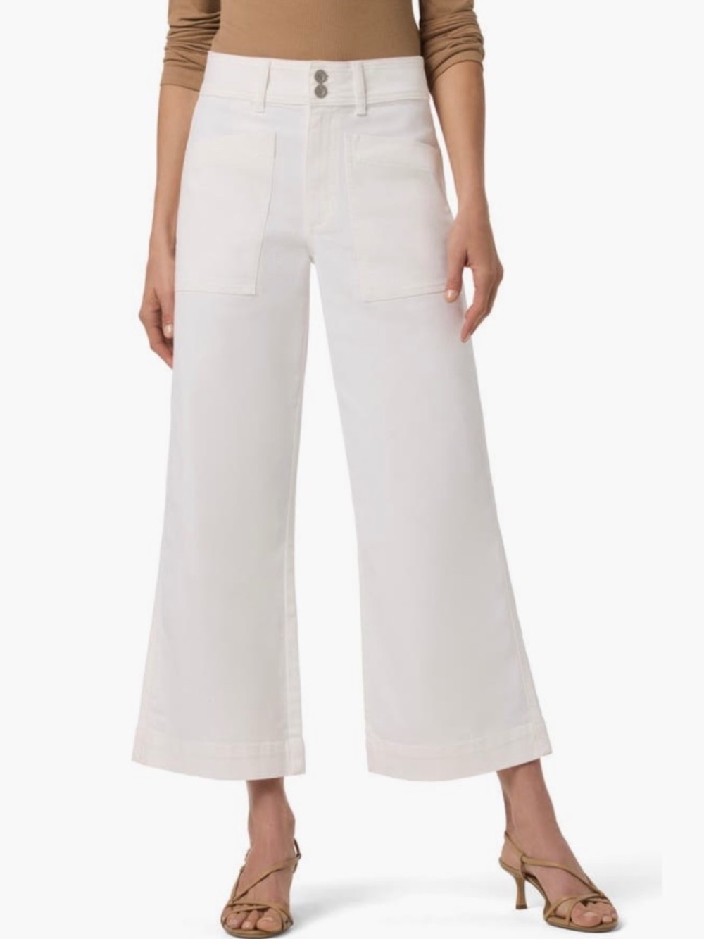 Joe's Wide Leg Ankle Crop Cargo Jeans White SZ 32